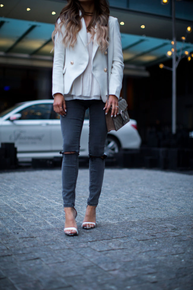 fashion blogger mia mia mine in gray skinny jeans from asos