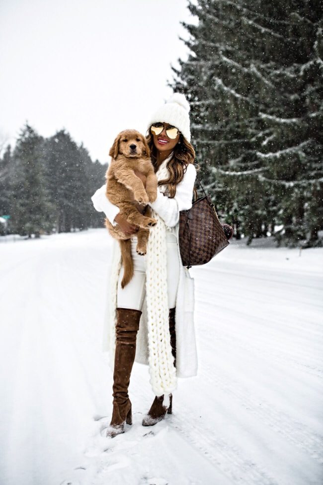 fashion blogger mia mia mine wearing a white sweater from nordstrom and stuart weitzman over-the-knee boots