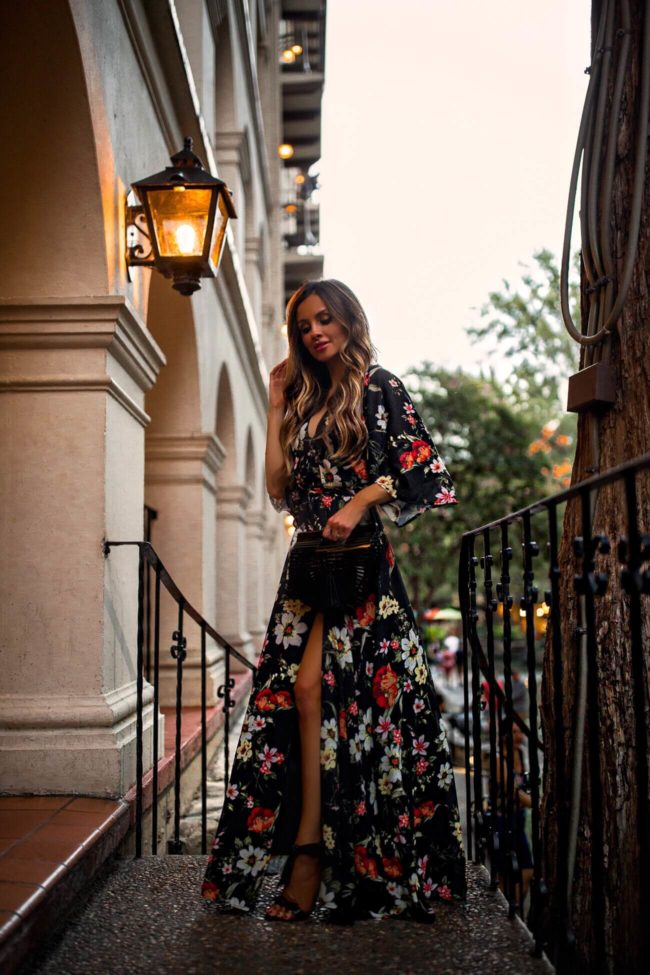 fashion blogger mia mia mine wearing a floral dress by yumi kim