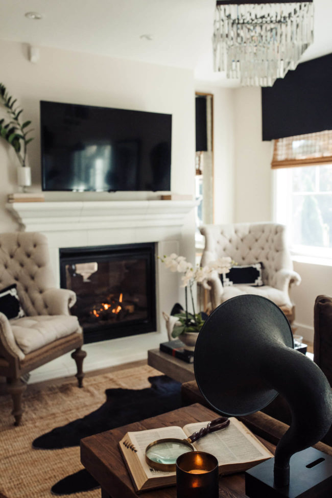 fashion blogger mia mia mine's basement living room decor