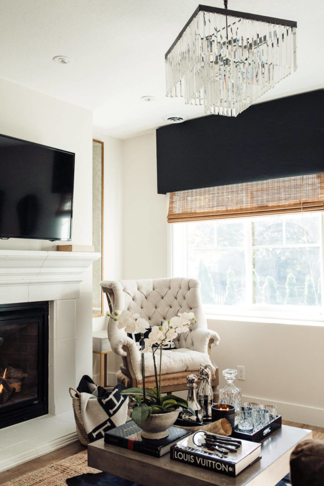 fashion blogger mia mia mine's black and white family room decor