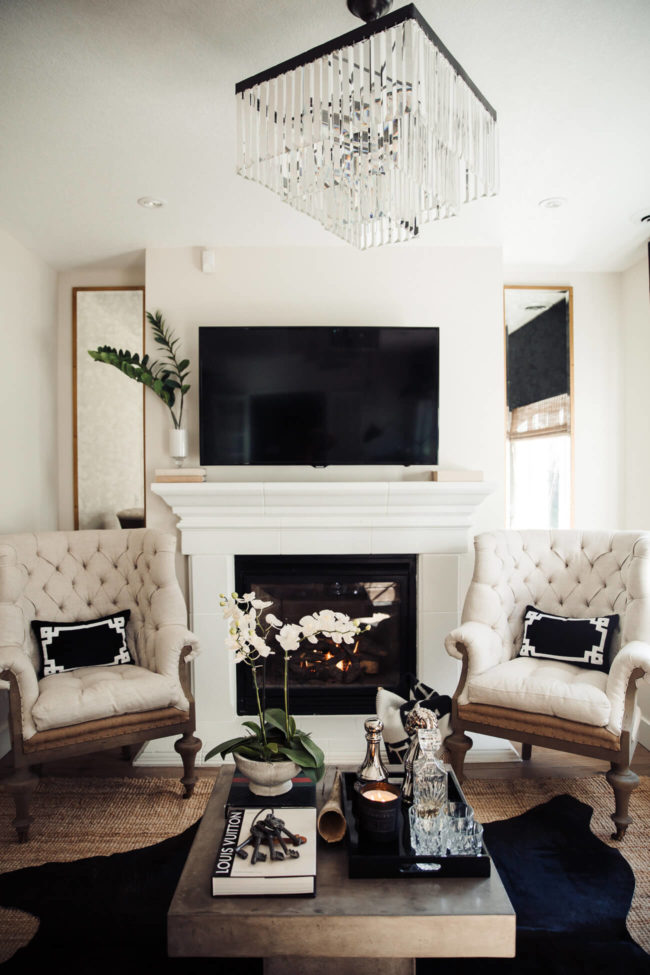 fashion blogger mia mia mine's rustic glam family room decor