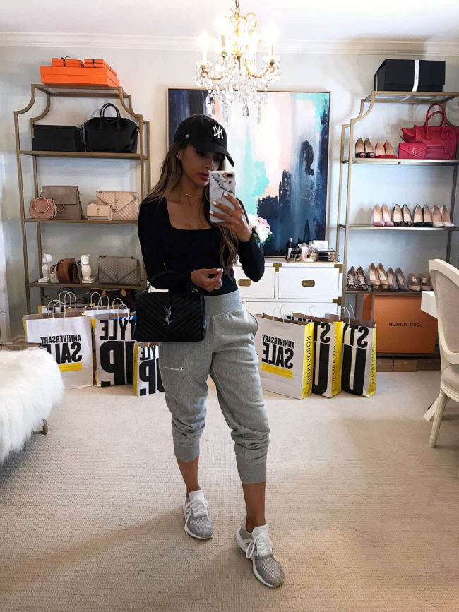 fashion blogger mia mia mine wearing a black bodysuit from the nordstrom anniversary sale 2019