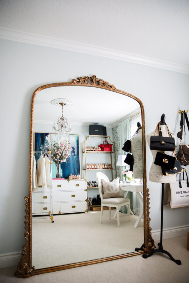 anthropologie gold floor mirror fashion blogger office