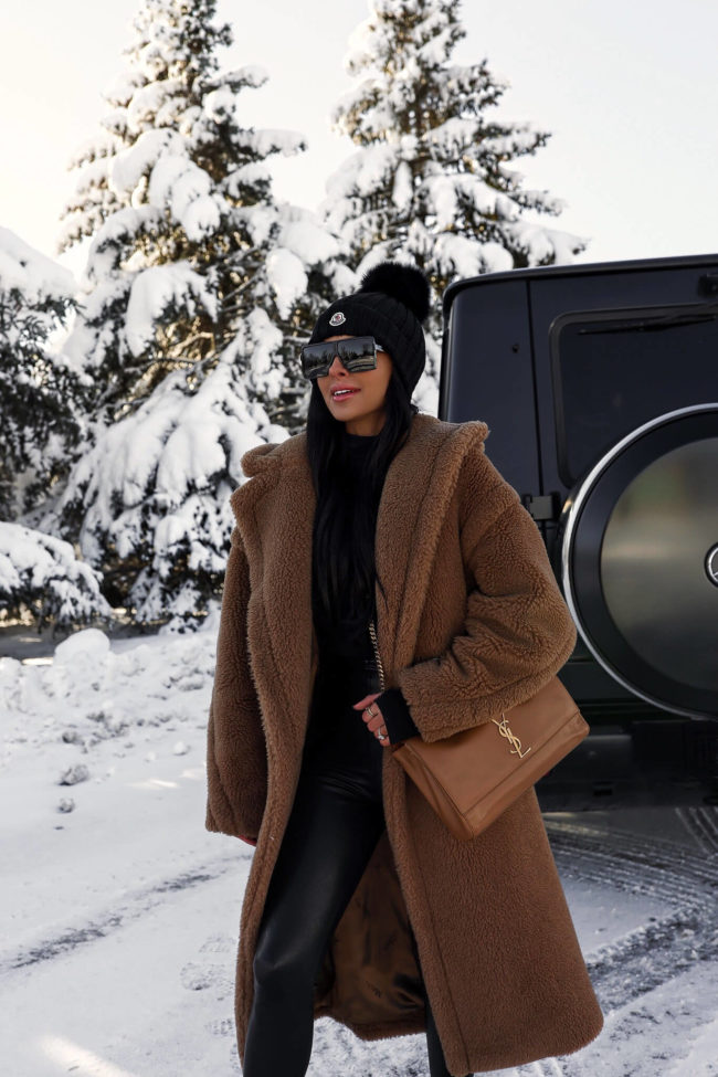 fashion blogger mia mia mine wearing a max mara teddy coat from nordstrom