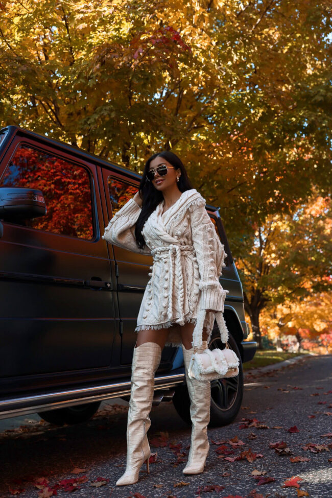 fashion blogger mia mia mine wearing croc boots from saks