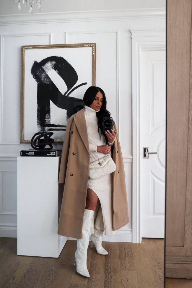 fashion blogger mia mia mine wearing an under $150 camel coat from nordstrom