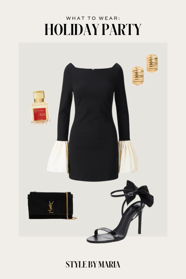 staud black mini dress