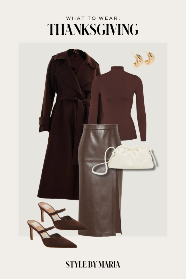 leather skirt outfit for fall